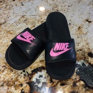 Pink/Black Nike Slides